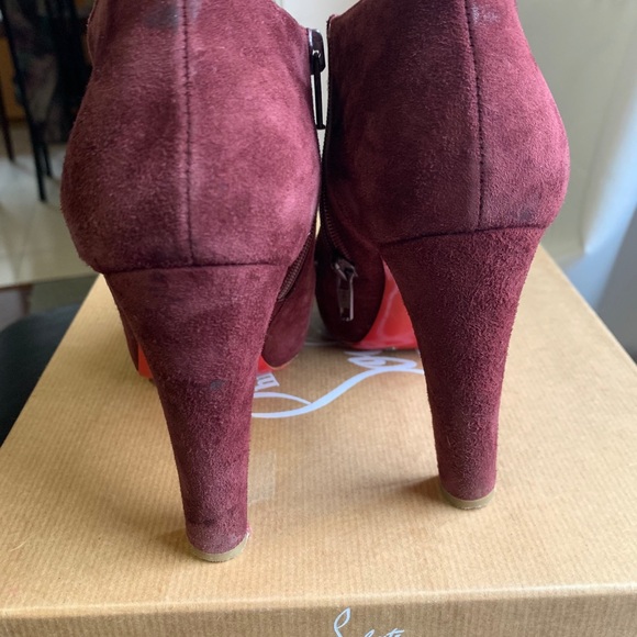 Louboutin Vicky Booty 120 Suede Royal Bordeaux - Picture 2 of 12